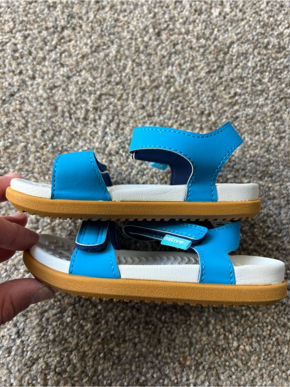 Native Kids Blue Velcro Strap Sandals - Picture 2 of 5